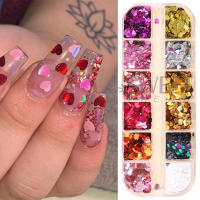 12 Grillas De Brillo De Uñas En Forma De Corazón Sequinias Holo Iridescentes Para Año Nuevo Y San Valentín BERX04 - details 2