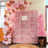 Pared De Flores Artificiales Rosa De Seda Para Decoración De Bodas Bebés Y Navidad Estilo De Hojas Verdes Y Rosas Tamaño Grande - details 28