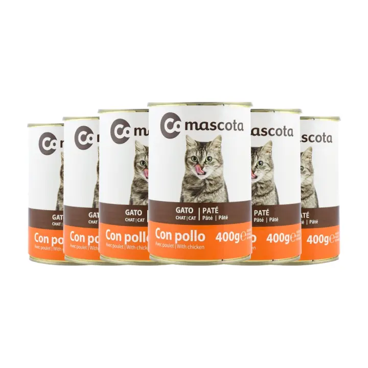 Comida húmeda para gatos con pollo Comascota 400 g x 6 latas. Total 2.4 kilos - 1