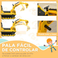 HOMCOM Excavadora sin Pedales para Niños de 18-48 Meses Excavadora Correpasillos Camión de Construcción con Asiento de Almacenamiento Pala Delantera y Bocina Carga 30 kg 78x24x58,5 cm Amarillo - details 3