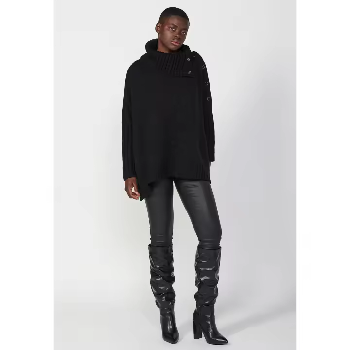 Koroshi Jersey manga larga vuelto con detalle abertura lateral de color negro | Ropa casual - 1
