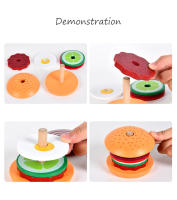 Juguetes Educativos De Madera Para Niños Juego De Cocina Pretendida Sándwich De Hamburguesa Simulación Juego De Alineación Montessori - details 7