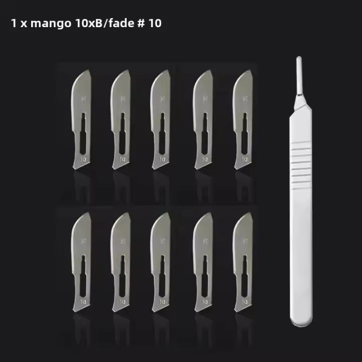 Cuchillo De Carbono Para Cirugía Y Oficina Hojas De Afeitar Números 10 11 12 15 Manija Larga Y Fuerte Para Cortar Metálico Y Madera - 1