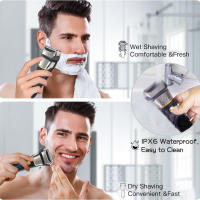 Hatteker Afeitadora Eléctrica Foil 4D Recargable Para Hombres Afeitadora De Barba Máquina De Afeitar IPX6 Limpieza 8000rpm HT-909 - details 5