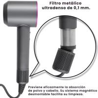 Secador de Pelo Profesional iónico Super Hair Dryer, Diseño Innovador de Ultima generación Sin Aspas, Peso y Tamaño Reducidos, Con Seis Accesorios, incluye soporte de pared, Boquilla Alisadora, Flyaway, Difusor, Boquilla aire suave, Boquilla suave - details 1