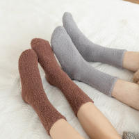 Calcetines De Velours Coral Grueso Para Mujer Color Sólido Calzado Interior Invierno Calcetines De Piel Suave Calientes Protección Contra El Frío Regalo De Navidad - details 4