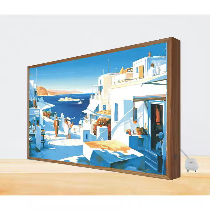 Cuadro Retroiluminado con Luz Frontal y Marco de Madera Paseo por el Mar Tamaño 70 X 90 Cms - Iluminación Ambiente - 1