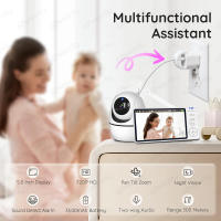 Monitor De Bebé Con Cámara De Vigilancia 720P 5 Pulgadas Pantalla Tamaño Video Intercomunicador De Dos Vías Visión Nocturna Automática Pánico Tilt Zoom - details 15