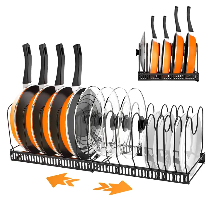 JUPPLIES - Organizador Ajustable para Sartenes de Acero Inoxidable para Almacenamiento en Cocina - Soporte Vertical para Ollas, Cazuelas y Utensilios de Cocina de Gran Capacidad - 1