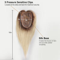 Peluca De Extensiones De Cabello Humano Remy Ombre Marrón Rubia Con Franja Base De Seda Piezas De Clip Para Mujeres Peluca De Topper De Cabello - details 7