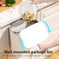 Bandeja De Papelera De Cocina Con Montaje En Pared 9L Caja De Basura Para Armario De Cocina Y Baño Con Tapa Recipiente De Residuos Ecológico De Plástico - details 1