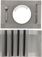 Juego de 6 manteles individuales, fáciles de limpiar, antideslizantes, resistentes al calor, para mesa de comedor, lavables, de textil, 45 cm x 30 cm (Gris y Plisado) - details 0