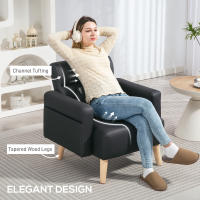 HOMCOM Sillón Moderno Butaca de Salón Tapizado en Cuero Sintético con Reposabrazos Acolchado Grueso Respaldo con Costuras y Patas de Madera para Dormitorio - details 3