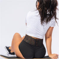 Shorts Deportivos De Cintura Alta Para Mujer Sexy Leggings De Gimnasia Y Yoga Transpirables Sólidas De Poliéster Fitness Briefs - details 5
