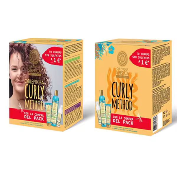 NATURA SIBERICA SET CURLY OBLEPIKHA: CHAMPÚ SIN SULFATOS 400 ML + GEL DE RIZOS 200 ML + ESPUMA MOLDEADORA 170 ML - 1