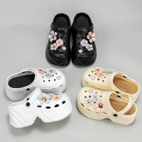 Sandalias De Tacón Alto En Imitación De Cuero Con Patrón De Flores Rosa Y Morada Moda Nueva X8809 Para Mujer Casual - details 11