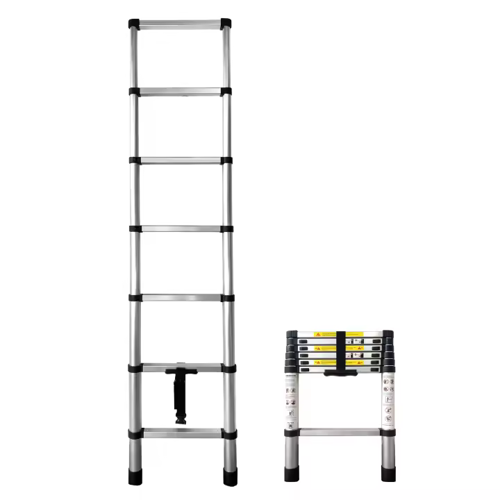 Escalera Telescópica de Acero Galvanizado Plegable y Extensible | Desde 2,0 m Hasta 4,4 m | Certificación EN131 | Escalera Multiusos Profesional y Doméstica | Ligera, Compacta y Resistente | Base Antideslizante con Cierre de Seguridad | Bricolaje Reforma - 1