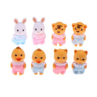 2PCS Figuras De Animales De La Selva Familia Conejo Gato Tigre Pollo Juguete De Colección Cartoon Ornamento Para Niños Regalos - details 5