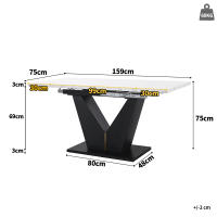 Juego de Mesa de Cocina (5 piezas), juego de Mesa de Coque-with 4 Sillas, juego de Mesa de Cocina Moderna-With Mesa retrácthil, Mesa de Mármol Blanco, coque de terciopelo Gris - details 8