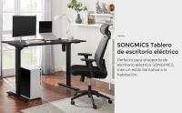 SONGMICS Tablero de Escritorio Eléctrico, Tablero de Mesa, Bordes Lisos, con Chapa de Melamina, 120 x 60 x 1,8 cm/140 x 70 x 1,8 cm, Marrón Vintage/Negro/Blanco - details 2