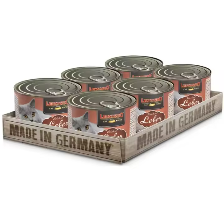 Pack 6X200 Gr - Leonardo rico en higado comida humeda en lata para gatos adultos - 1