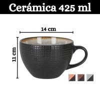 JUEGO DE 6 TAZONES DE CERÁMICA 425 ML - DISEÑO MODERNO Y TEXTURIZADO PARA CAFÉ, TÉ Y DESAYUNO - SET DE 6 PIEZAS CON INTERIOR COLORIDO (COBRE, MARRÓN, GRIS) - RESISTENTES Y APTOS PARA USO DIARIO - details 1