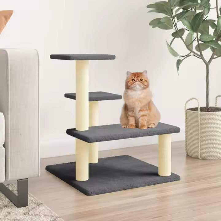 vidaXL Rascador para Gatos con Postes de Sisal Árbol Torre de Escalada Color Crema,  Gris claro,  Gris oscuro y mas - 1