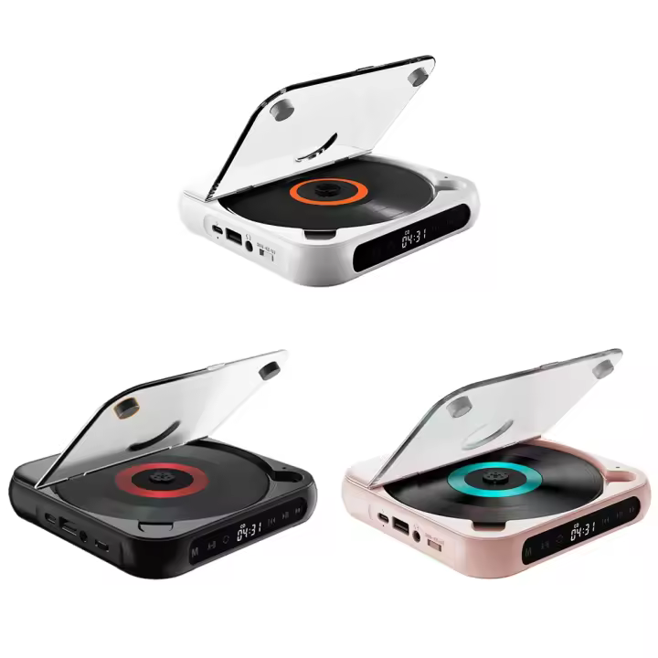Reproductor De CD Bluetooth Con Pantalla LCD Mini Reproductor De CD Para Coche Con Reproducción USB AUX Batería De 1200 mAh Para Hogar Y Coche Color Pink/Black/White Opcional - 1