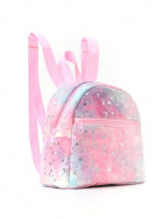 Mochila para mujer, mini mochila ajustable de felpa suave con estampado de estrellas y lunas. - details 0