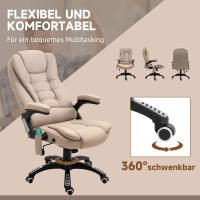 Sillón de Oficina con función de masaje por vibración, Sillón de Oficina ergonómico con función de Caldera, Función reclinable, Sillón de dirección regulable en Altura a Distancia, Bolsos laterales, Acabado en Lino, marrón - details 4