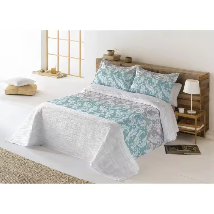 Colcha bouti liso para Verano y Entretiempo, 100% Poliester, Colcha Cubre Cama Fina, suava,  con una Funda de Almohada - 1