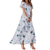 Vestido Largo Elegante Con Cuello En V Para Mujer Traje De Boda De Noche Fiesta Vestido De Fiesta Manga Corta Adecuado Para Primavera Verano Otoño - details 2