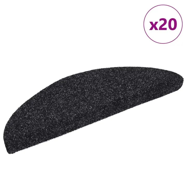 vidaXL Alfombrilla autoadhesiva escalera 20 uds negro 56x17x3 cm - 1
