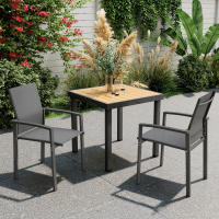Outsunny Juego de 2 Sillas de Jardín Exterior Sillas Terraza Exterior Apilables Sillones de Comedor con Tela Transpirable Marco de Acero Reposabrazos y Respaldo 56x58x89 cm Gris Claro - details 7