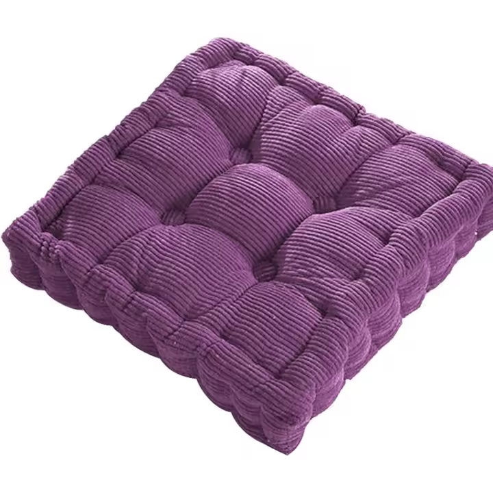 Cojín de pana para suelo, cojín cuadrado de pana, cojín de meditación, cojín de pana con mechones, cojines cuadrados y redondos para silla, sofá, tatami, yoga, interior y exterior (naranja) - 1