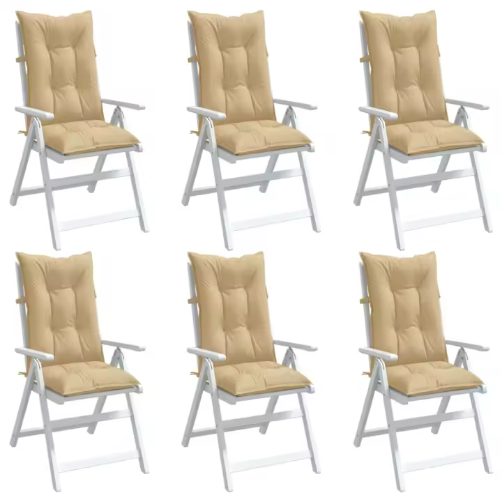 vidaXL Cojines silla respaldo alto 6 uds tela beige melange 120x50x7cm - 1