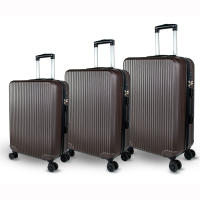 DreamTravel Juego de 3 Maletas con Diseño a Rayas Modernas (20"+24"+28") - Equipaje Rígido Antiarañazos, 7 Colores Vivos (Negro/Rojo/Azul/Azul Militar/Rosa/Gris/Cafe) | 360° Ruedas Silenciosas + Cerradura TSA  - Ideal para viajes Familiares - details 2