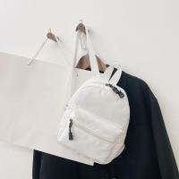 Mochila Preppy De Color Sólido Para Mujer Capacidad Alta De Nylon Estilo Escolar Y De Viaje Mochila De Mano Suave Con Cierre De Cremallera - details 1
