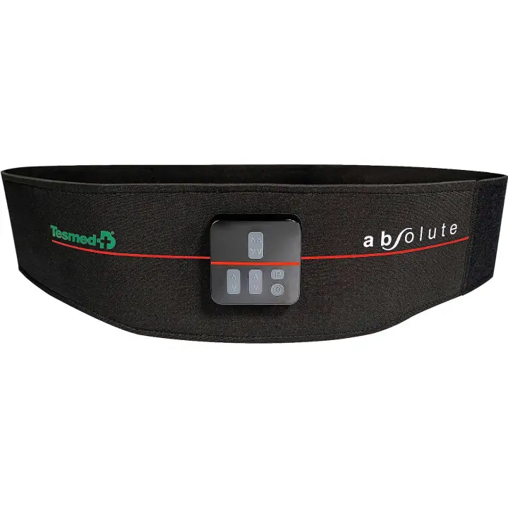 TESMED Absolute: Cinturón para Electroestimación de Abdominales Centrales y Laterales - Recargable por USB, 15 Programas, 99 Intensidades-Intensamente, Unisex - 1