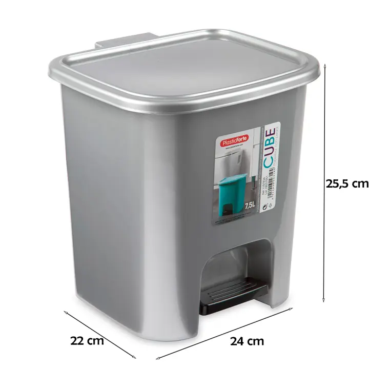 Cubo basura plástico, Cubo basura apertura pedal, Papelera de pedal, Libre de BPA, Cubo de pedal capacidad 7,5L, 8L, 9L,15L,18L, 27L, 50L, - 1