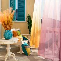 Cortina De Gauze Translúcida De Color Gradient Multicolor Para Decoración De Habitación Moderna Y Mediterraña Estilo Pastoral - details 10