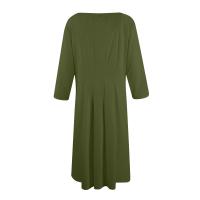 Vestido Largo De Manga Larga Para Mujer Casual Suéter Con Bolsillos Estilo Swing Suelto Cuello Redondo Color Sólido Vestido Robe - details 24