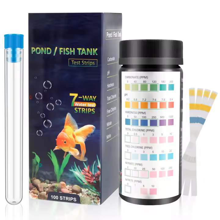 100 Pcs Kit De Pruebas Para Acuario 9-IN-1/7-IN-1 Con Test De Agua Y Frasco Monitoreo De Calidad Del Agua Pruebas De pH Para Tanque De Peces - 1