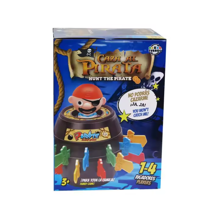 XTURNOS Caza Al Pirata Juego de Mesa - Barril de Plástico - Espadas de Colores - Recomendado +3 Años - 1