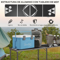 Outsunny Mesa Portátil con Patas de Aluminio Mesa de Beer Pong Plegable con Altura Ajustable en 3 Niveles para Jardín Barbacoa 240x60x54-70 cm Negro y Plata - details 11