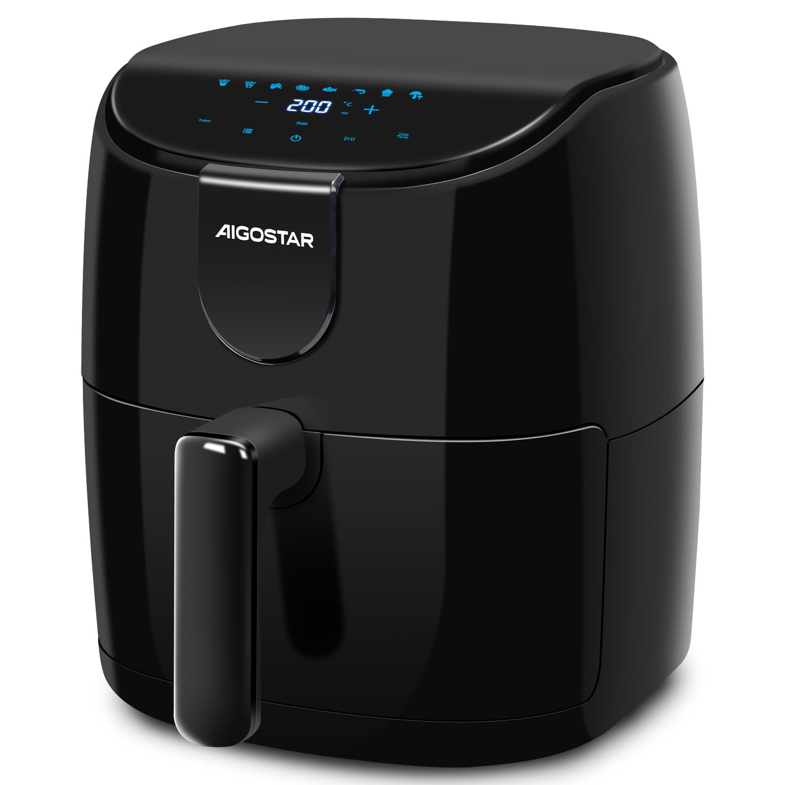 AIGOSTAR Freidora de Aire de 4L, 1500W, Temporizador de 60 Minutos, Temperatura Ajustable de 40℃ a 200℃, Pantalla LED, Canasta Antiadherente.