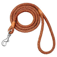 Correa De Cuero Ganchada Para Perros Pequeños Y Medianos Tejida En Nudo Color Marrón 4 Pies Para Caminar Y Jóvenes Gatos - details 3