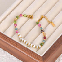 Pulsera De Cadena Con Piedras Naturales Coloridas Lokaer Para Mujer Joyería Bohemia De Acero Inoxidable Hecha a Mano B24096 - details 2