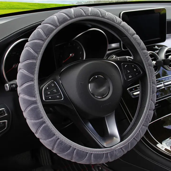 Cubierta De Volante De Coche Universal 37-39cm Invierno Suave Cálido Plush Decoración Interior Automóvil Accesorios - 1