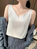 Camisola De Seda Suave Y Suave Para Mujer Primavera Verano Interior Delgado Top Y2K Sin Adornos De Estilo Callejero Regular - details 0
